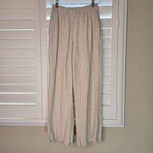 Abercrombie & Fitch Cream Striped Wide Leg Pants